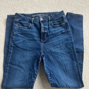 American Eagle Outfitters Women's Dark Blue High Rise Jeans